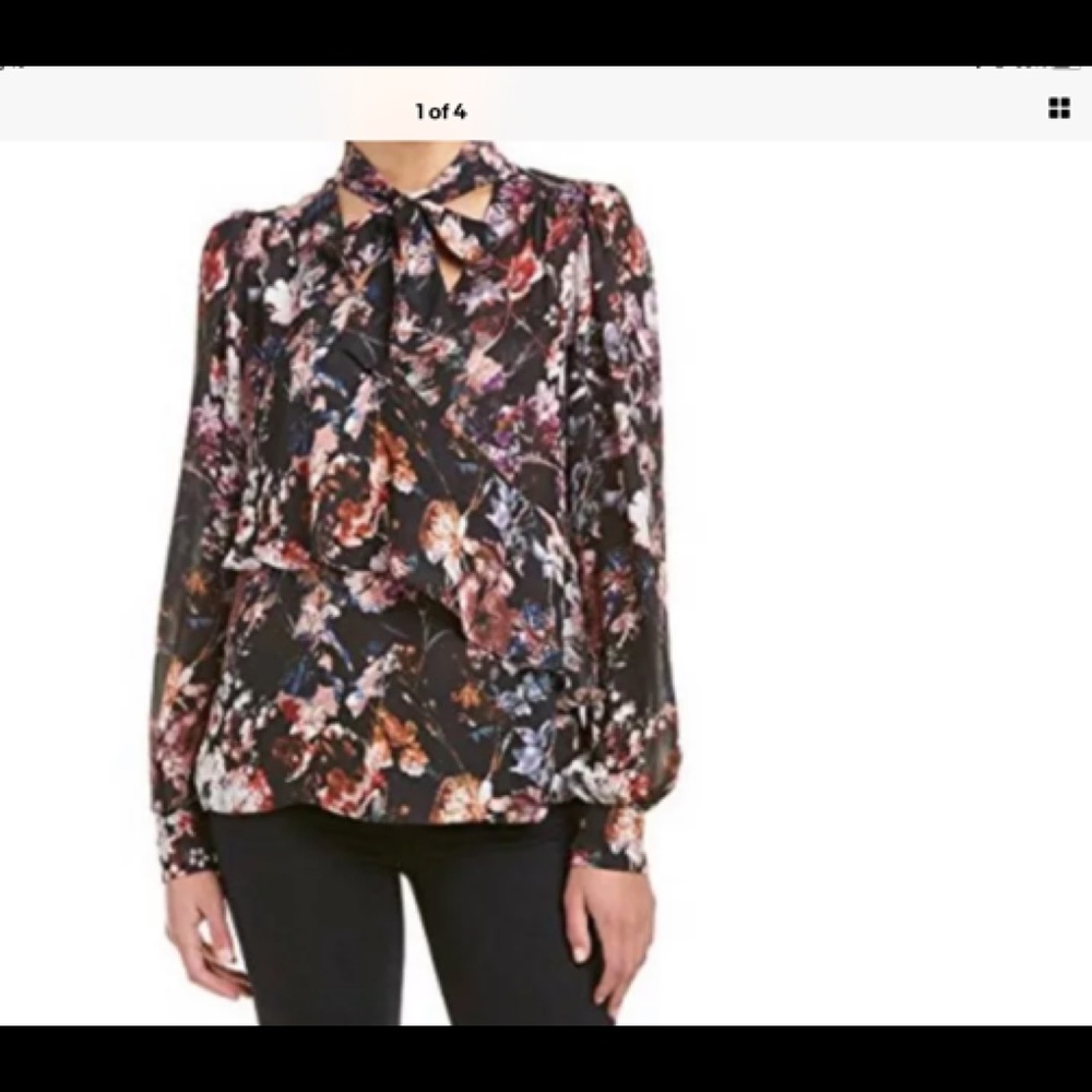 BNWT Parker floral ty neck ruffle blouse